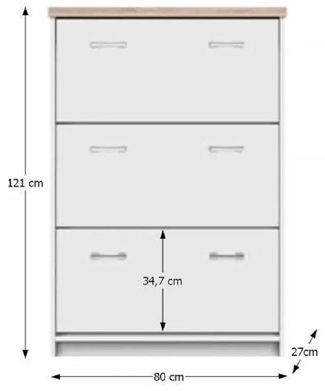Pantofar 3K, PAL melaminat, alb/stejar sonoma, TOPTY