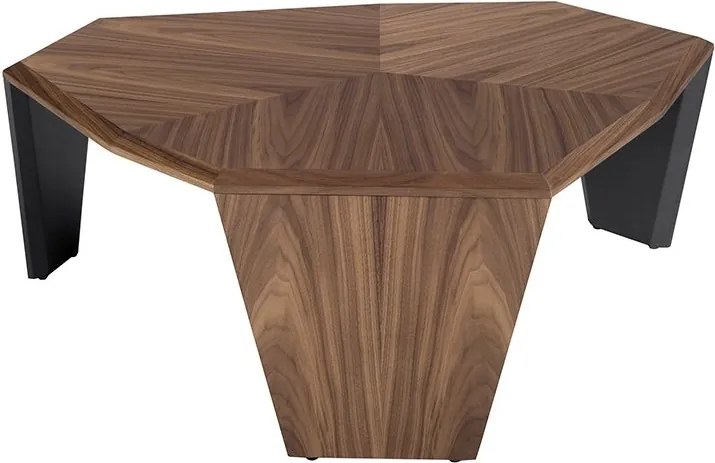 Masuta de cafea asimetrica design modern Walnut and Black