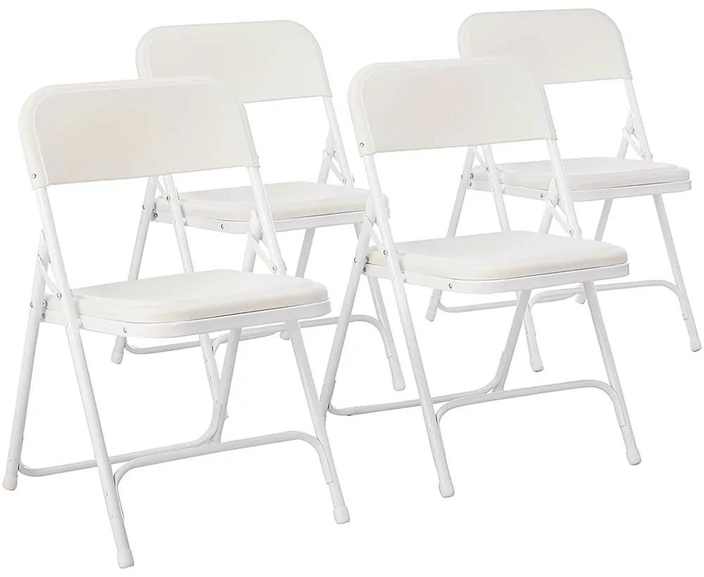4 buc scaune pliabile si captusite in culoarea alba