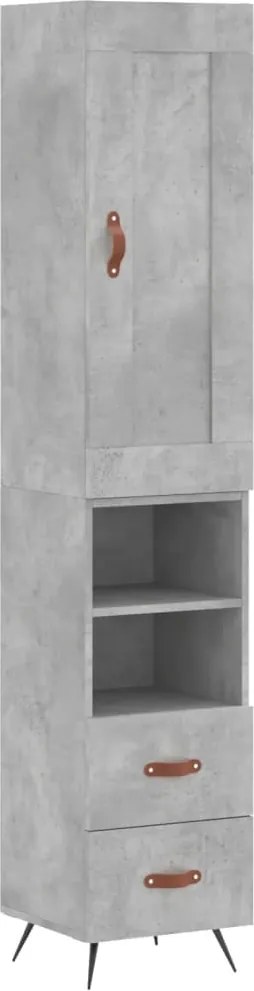 vidaXL Dulap înalt, gri beton, 34,5x34x180 cm, lemn prelucrat