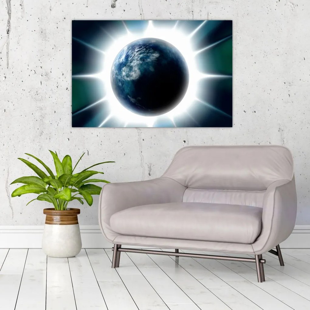 Tablou cu planeta iluminată (90x60 cm)