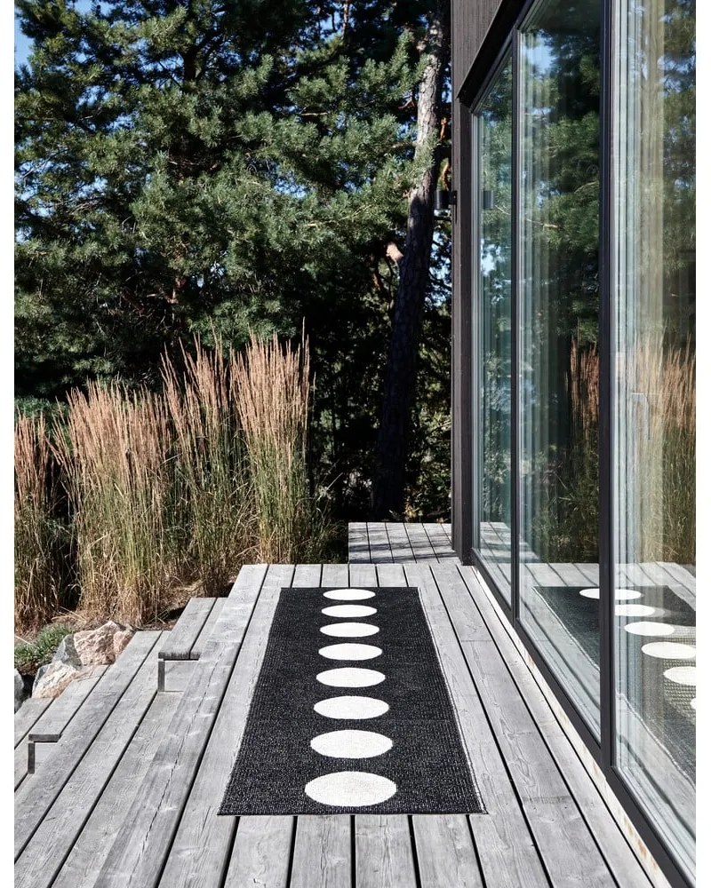 Covor pentru exterior și interior alb-negru 70x90 cm Vera Black – Pappelina