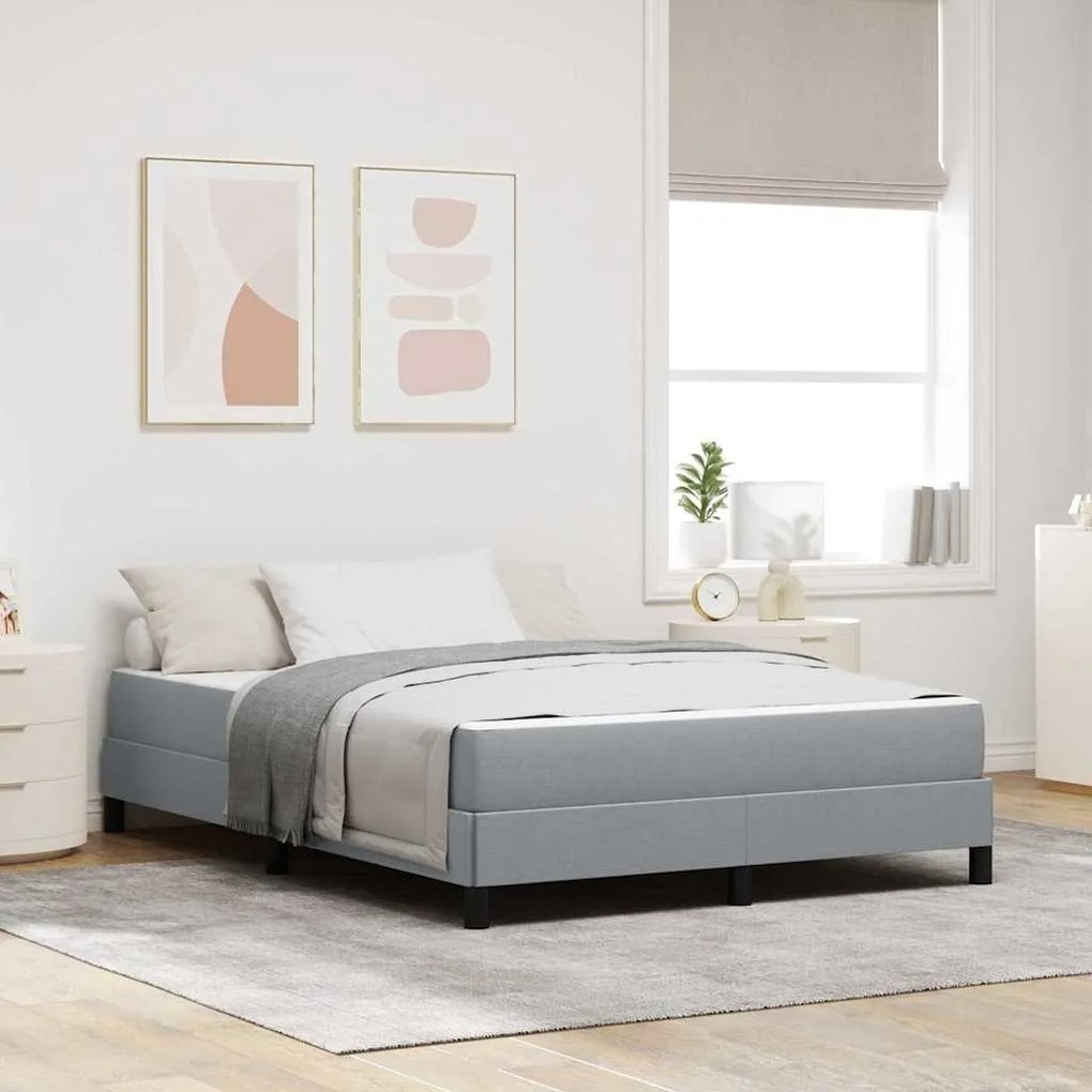 vidaXL Pat cu arcuri Altele Gri deschis 140 x 200 cm țesătură