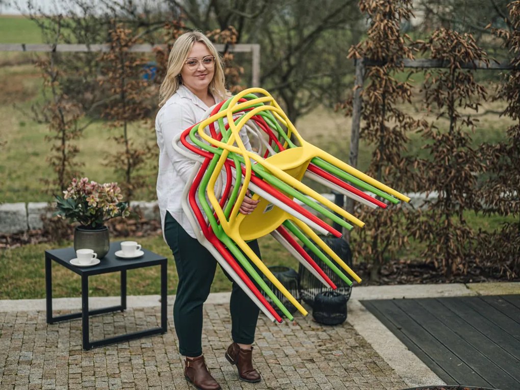 Set 4 bucati scaune din plastic KATO, galbena