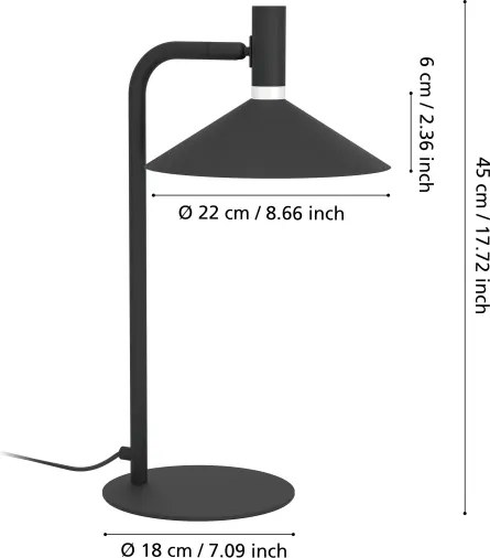 Eglo 902185 - Lampă de birou LED RGBW dimabilă CONOMAVILLA-Z LED/7,5W/230V neagră