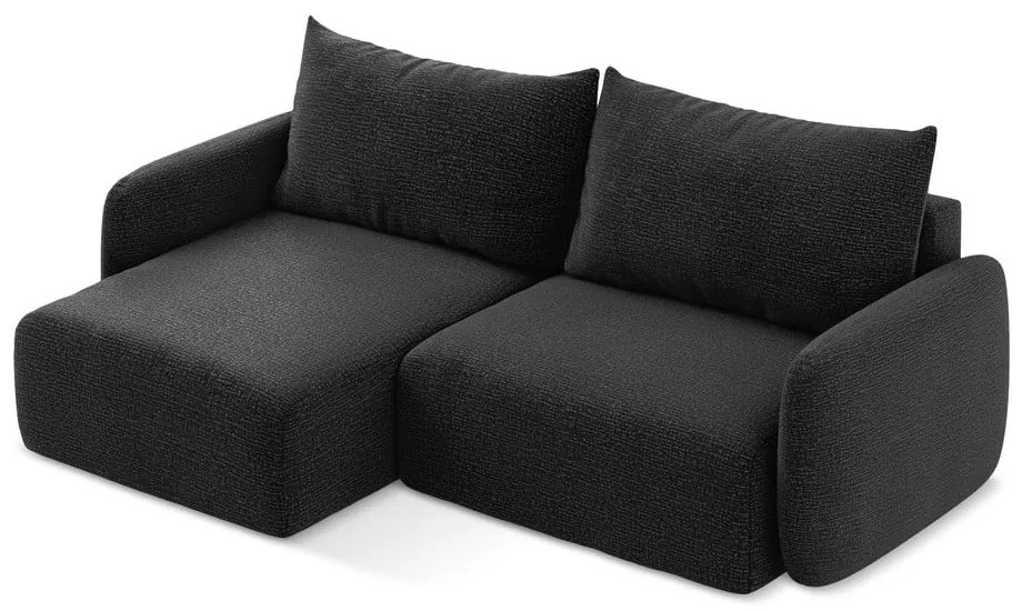 Colțar negru extensibil/cu spațiu de depozitare (cu colț pe partea stângă) Kalena – Makamii