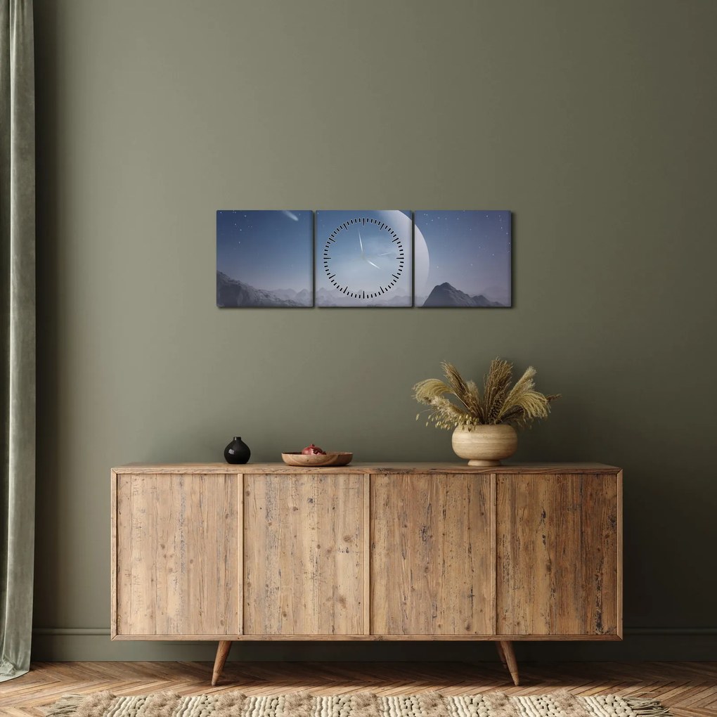 Tablou - Cer deasupra stâncilor (cu ceas) (90x30 cm)