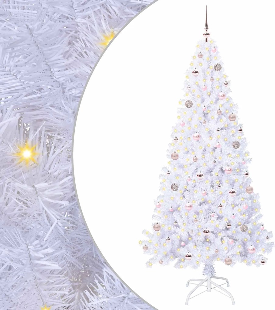 vidaXL Brad de Crăciun artificial cu 300 LED Alb 210 cm PVC și Oțel