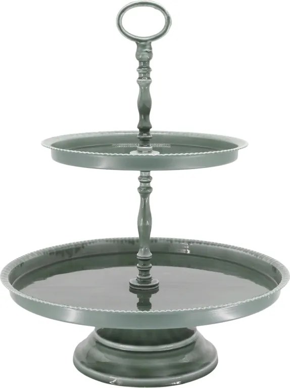Platou servire, cu 2 tavi, din metal, D32.5cm, Etag