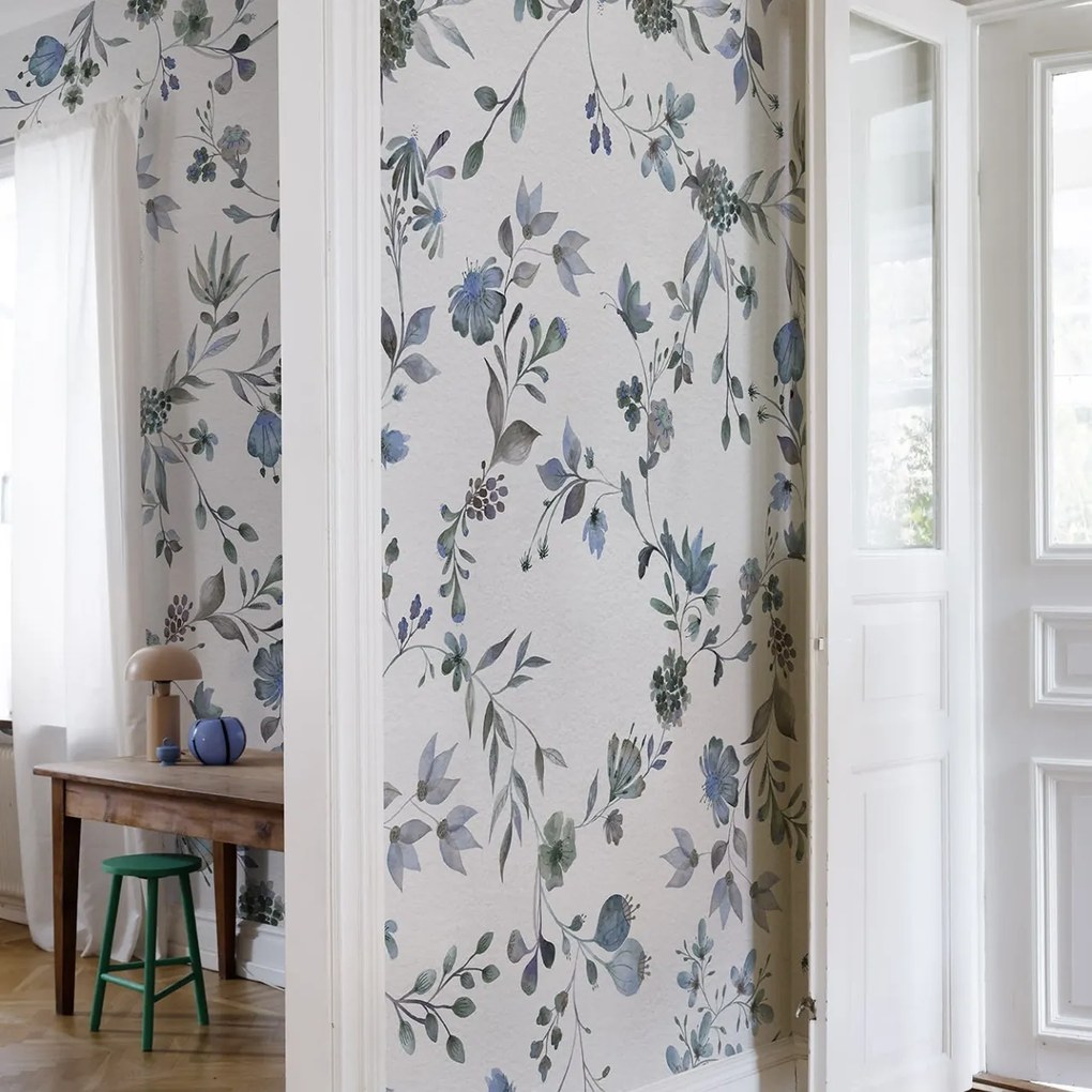 Fototapet, Blossom Fling, Blue, Rebel Walls