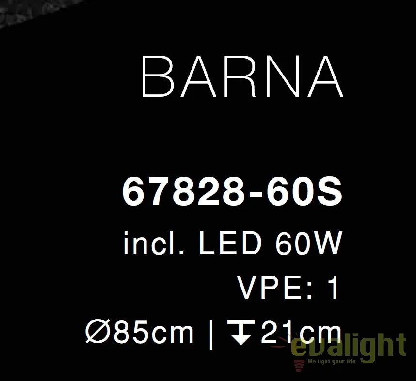 Lustra LED cu telecomanda Barna 60W argintie 67828-60S GL