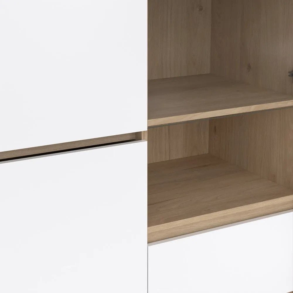 Vitrină albă-în culoare naturală cu aspect de lemn de stejar 100x170x48 cm Next – Tvilum