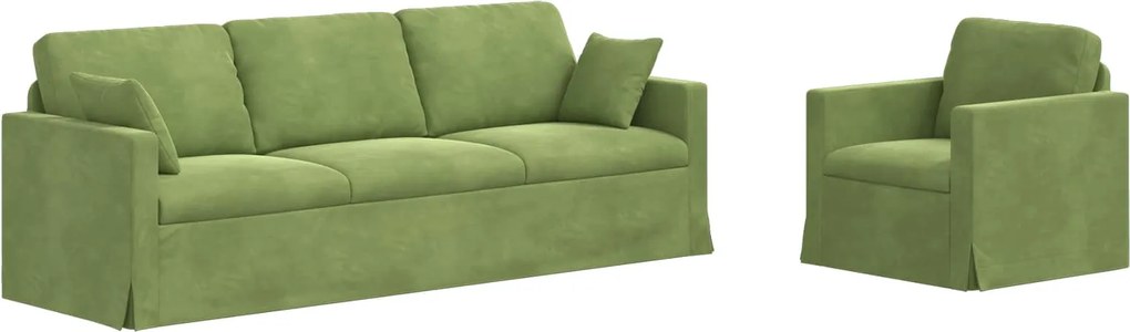vidaXL Set de canapea 2 pcs Verde deschis 228 x 78 x 80 cm Catifea