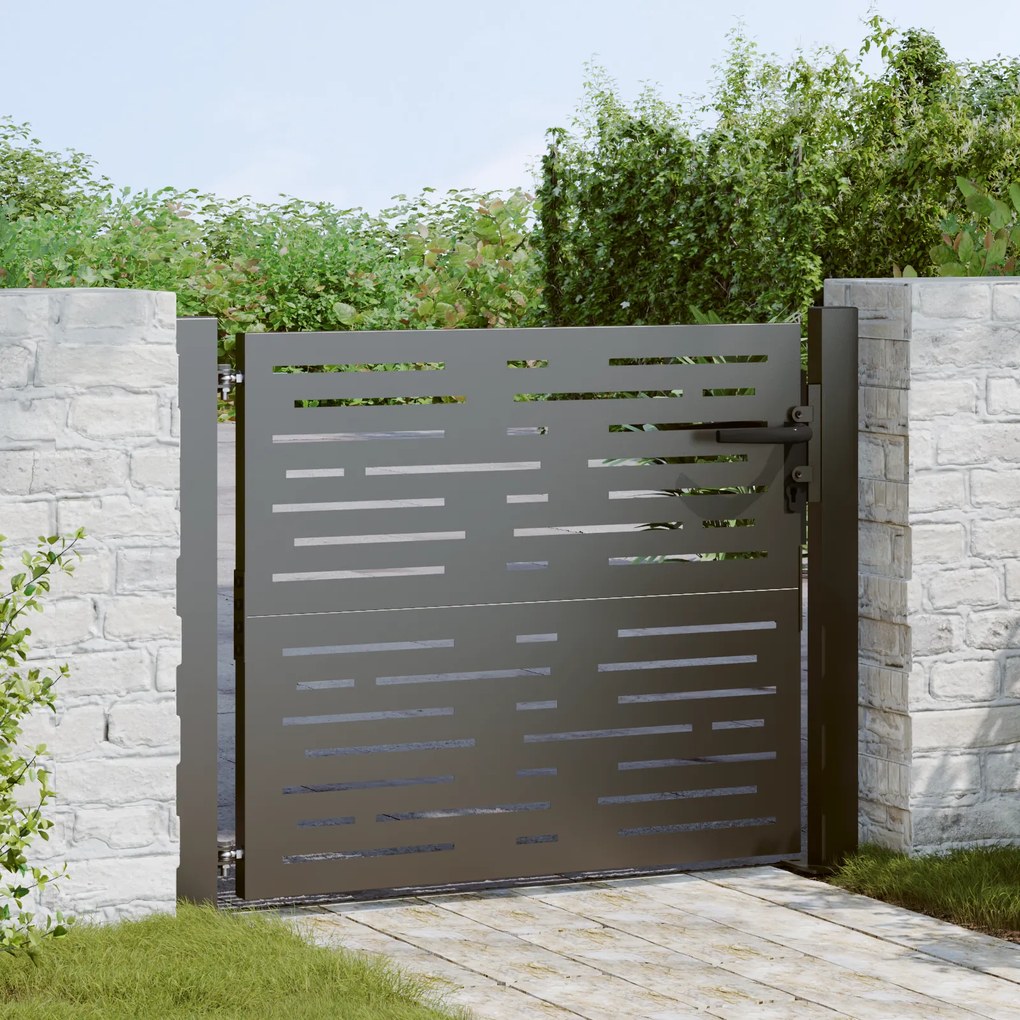 vidaXL Poartă de grădină Negru 105 x 100 cm Oțel vopsit în pulbere
