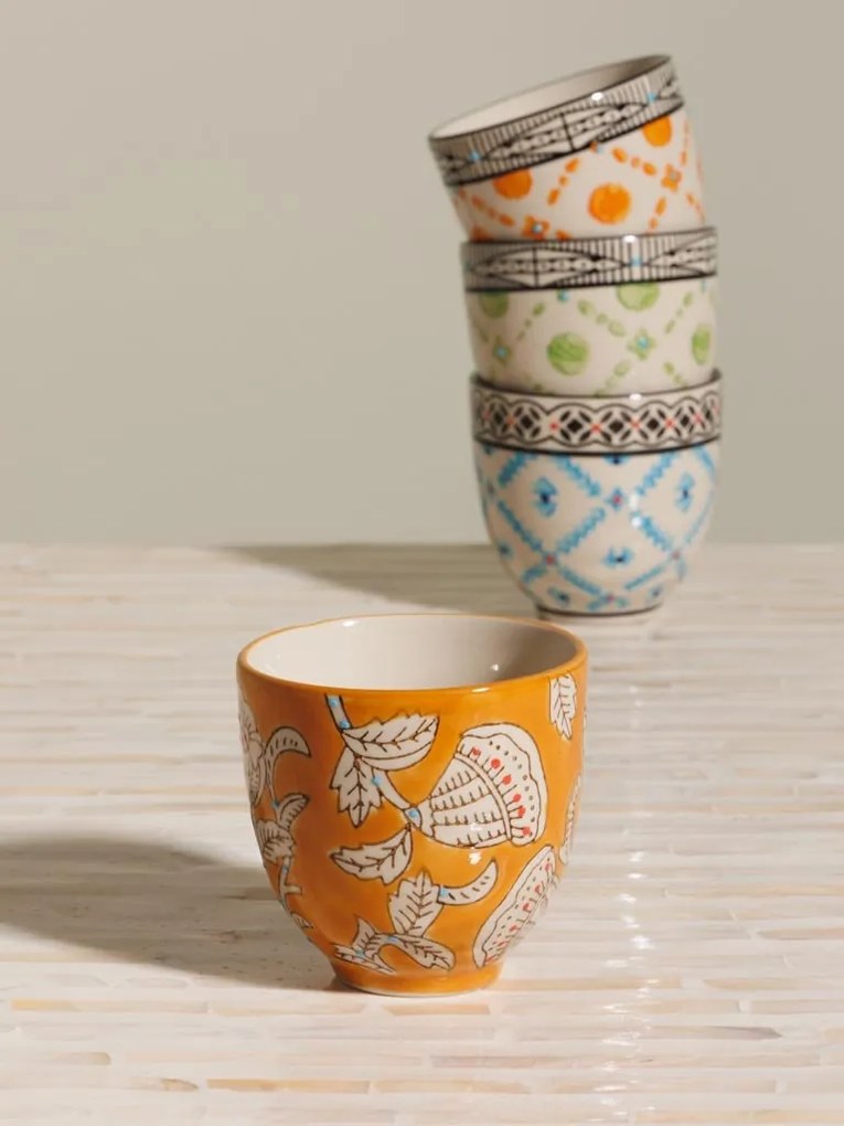 Set 4 cesti de cafea, din ceramica, Rhapsody