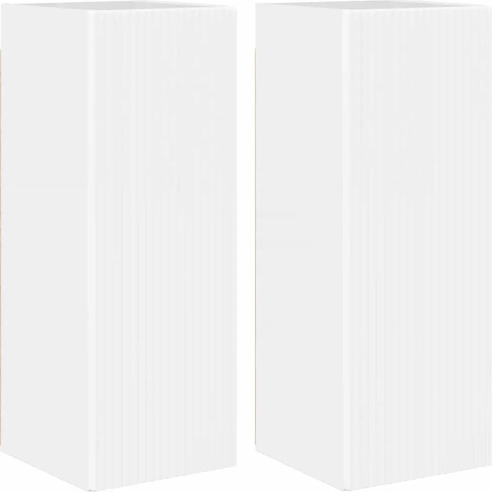 vidaXL Dulap TV de perete Pe perete 2 pcs Alb Lucios 30 x 31 x 80 cm