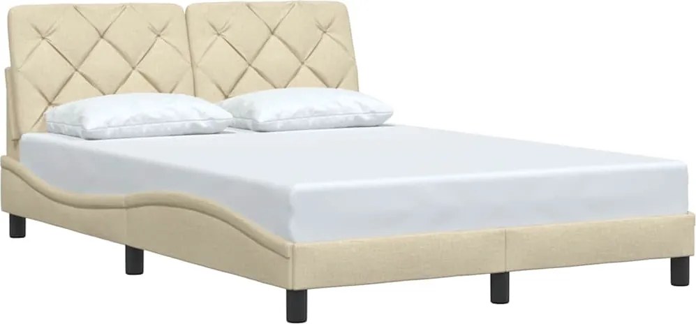 vidaXL Cadru de pat fără saltea, crem, 140x200 cm, textil