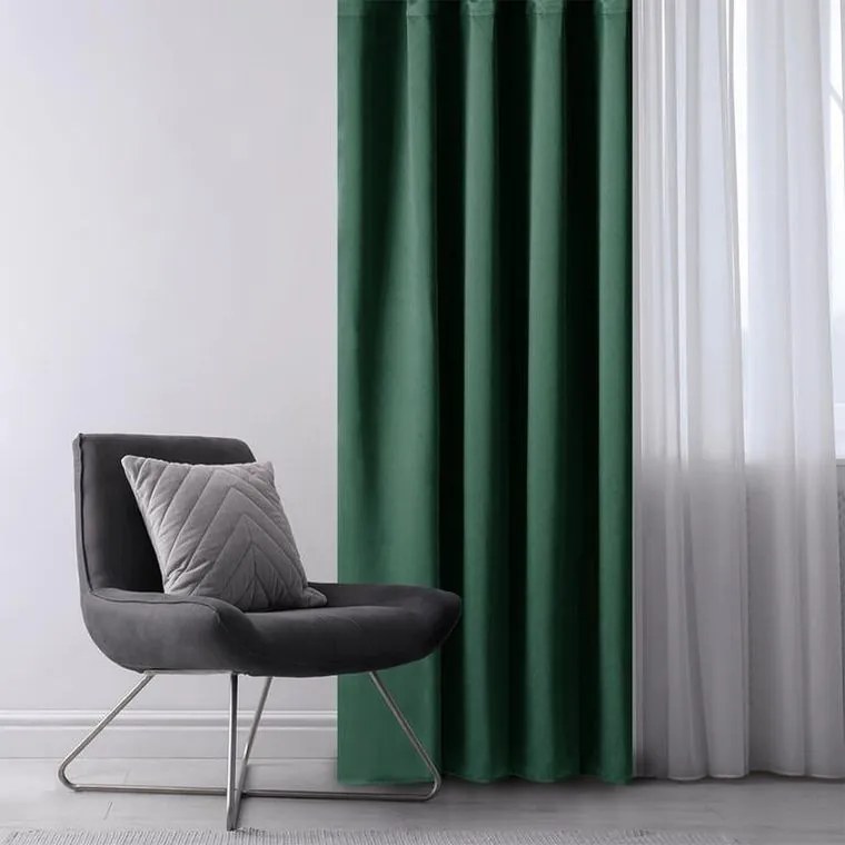 decoDoma Draperie groasă blackout RESTILO verde închis 140 x 245 cm 1 buc