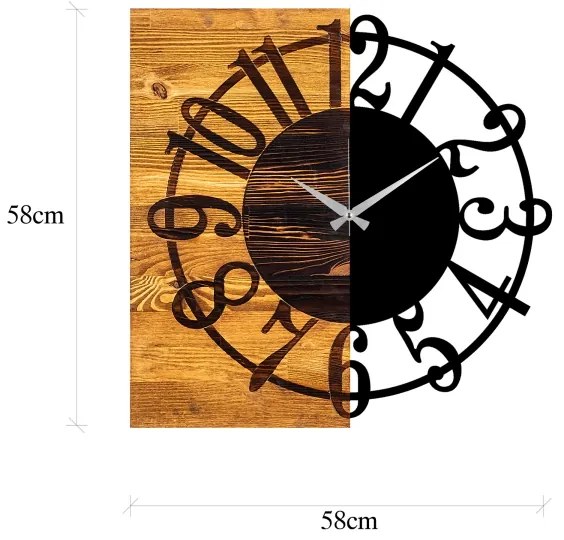 Ceas de perete 58x58 cm 1xAA lemn/metal