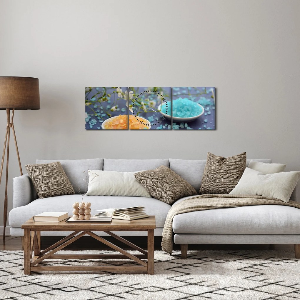 Tablou cu sarea de mare colorată (cu ceas) (90x30 cm)