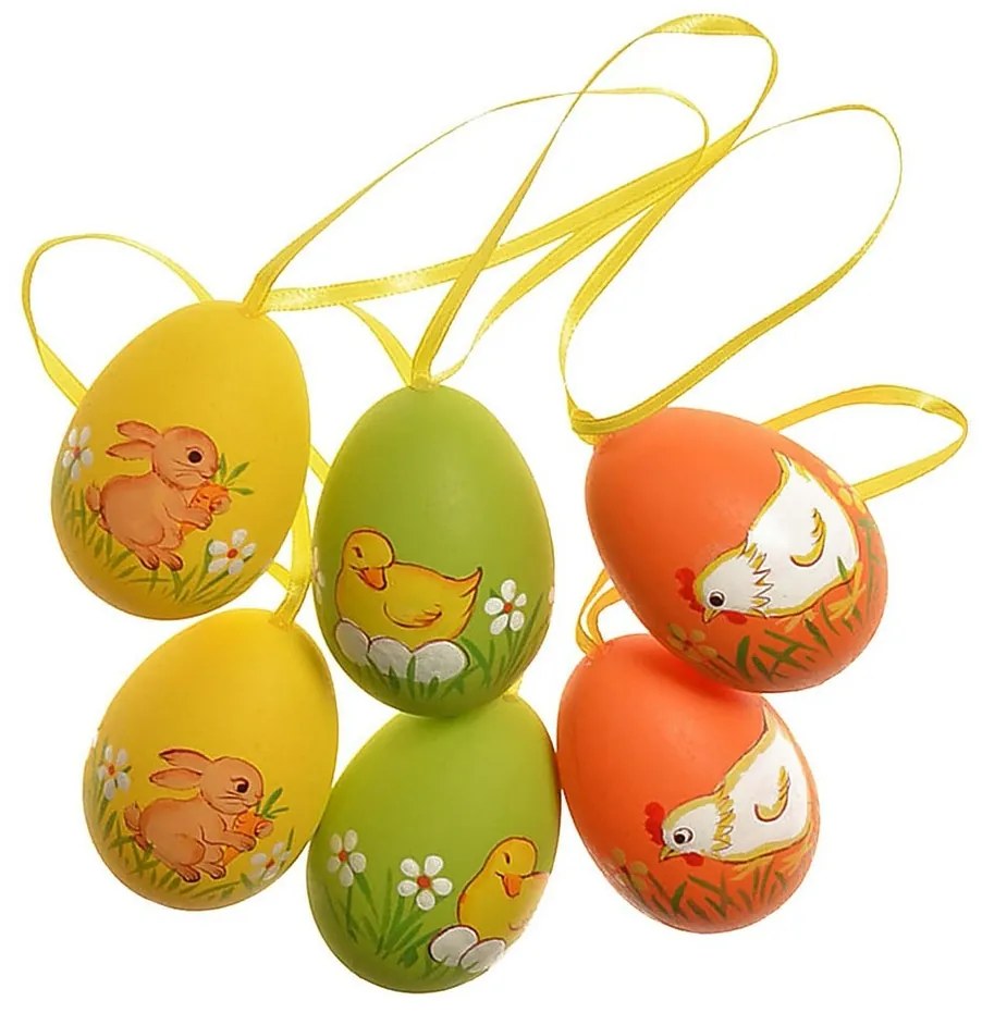 Set de ouă suspendate pentru exterior în. 6 cm , 6bucăți în pachet, mix de culori