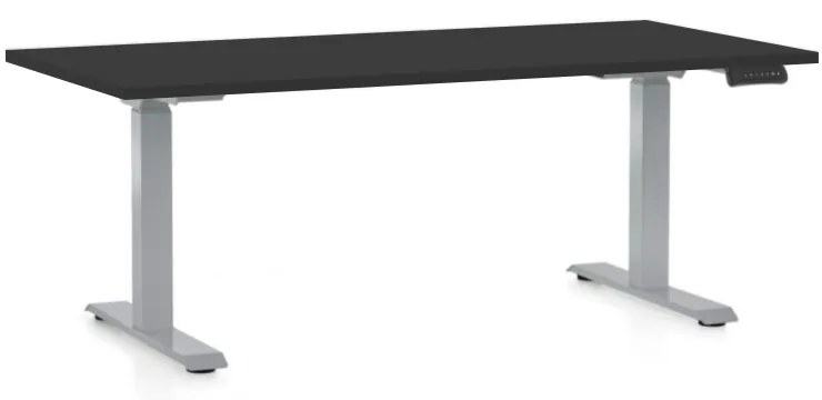 Masa inaltime reglabila OfficeTech D, 160 x 80 cm, bază gri, negru