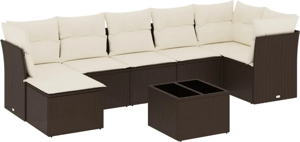 vidaXL Set canapele de grădină cu perne, 8 piese, maro, poliratan