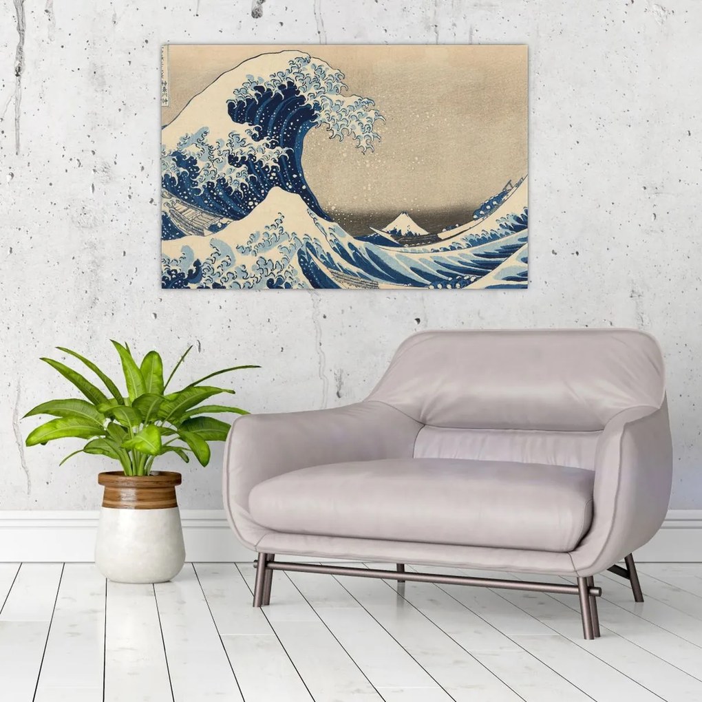Tablou - Katsushika Hokusai, Under the Wave off Kanagawa, reproducere (90x60 cm)