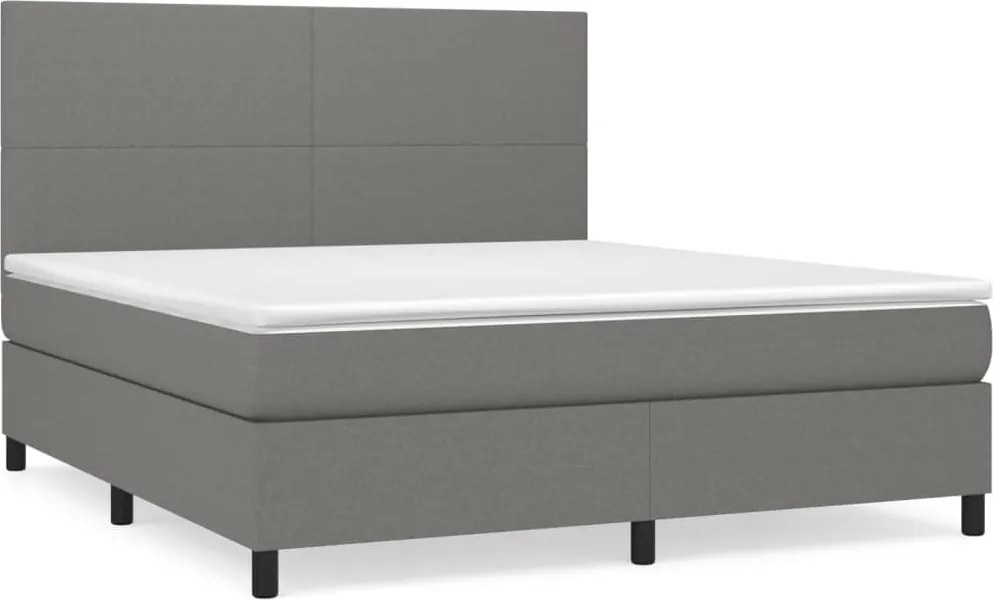 vidaXL Pat box spring cu saltea, gri închis, 180x200 cm, textil