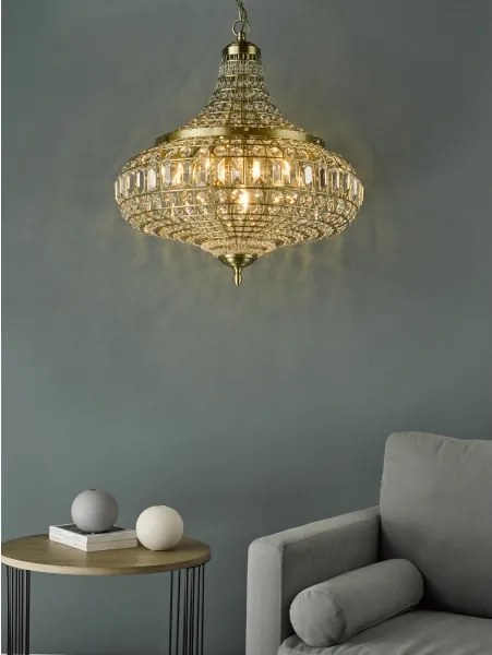 Där Lighting ASM0675 - Candelabru suspendat pe lanț ASMARA 6xE14/40W/230V din alamă