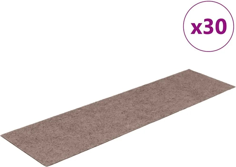 vidaXL Covorașe autoadezive pentru scări, 30 buc., 76x20 cm, maro deschis, dreptunghiulare