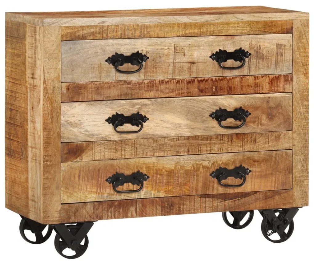 vidaXL Dulap cu 3 sertare, 80x30x65 cm, lemn masiv de mango brut