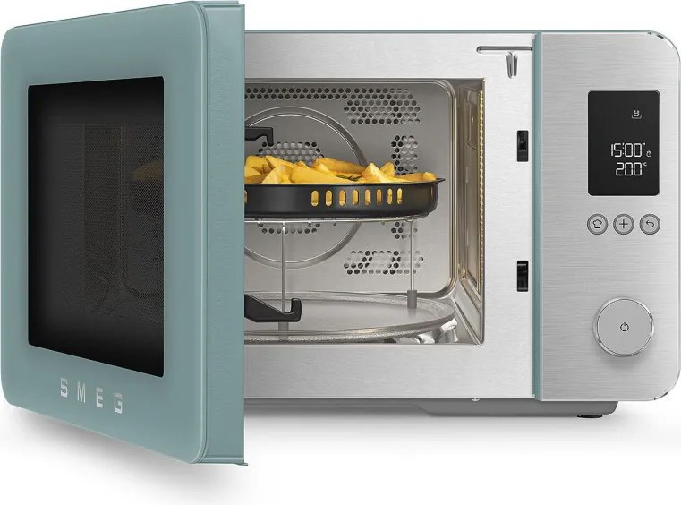 Cuptor cu microunde combinat cu aer cald SMEG Collezione MOC02EGMEU, 900 W, 27 l, 25 de programe, închidere lină, setări personalizate, verde