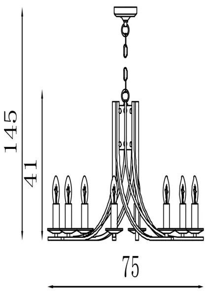 Searchlight 4168-8SB - Lustru cu lanț ASCONA 8xE14/60W/230V