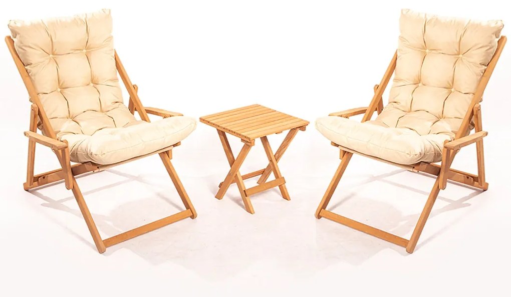 Set grădină masă și scaune (3 buc.) Mackenzie 5 (maro + crem). 1082995
