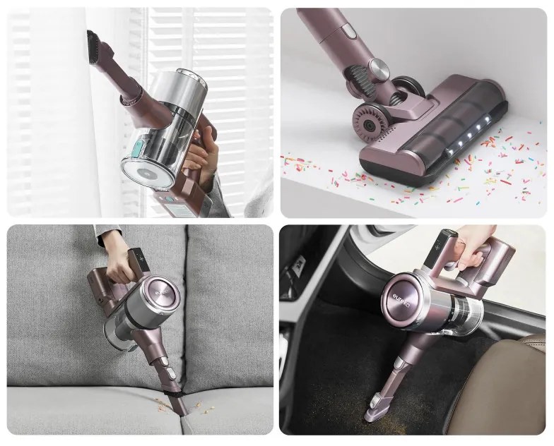 Aspirator vertical Eureka AK10 PRO, 450W, 29 kPa, 650 ml, 3 trepte, 2500 mAh, Panou LED tactil, HEPA, Violet