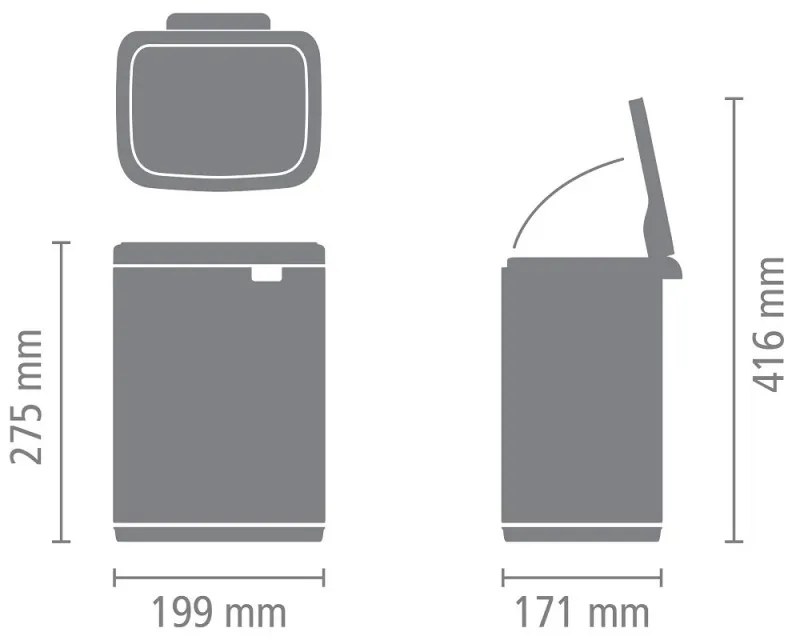 Cos de gunoi Brabantia Bo Small 1006625, 4 L, Deschidere lina si silentioasa, Baza antiderapanta, Rezistent la amprente, Inox/Mat