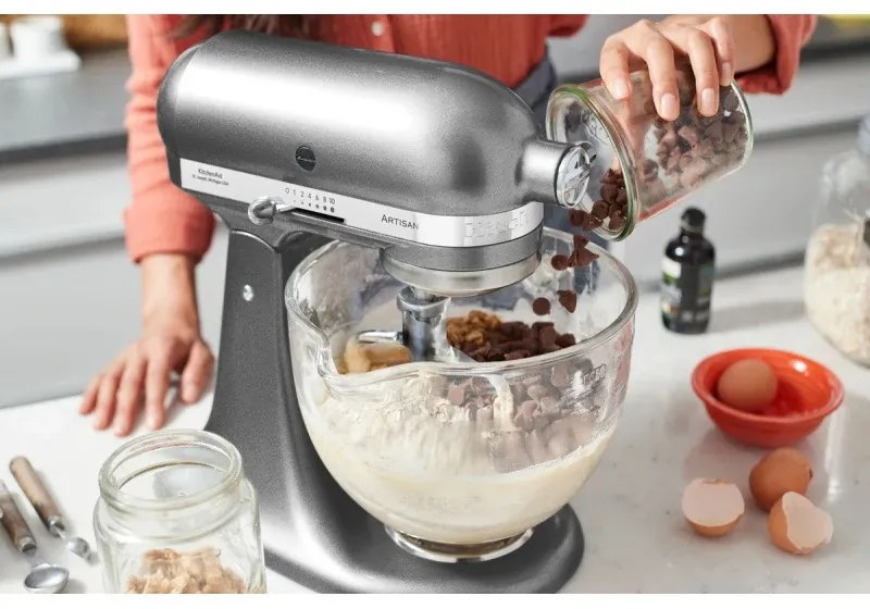 Mixer planetar Artisan Elegance KitchenAid 5KSM185PSEMS, 300W, 4,8 l, Direct drive, 10 viteze, Inox