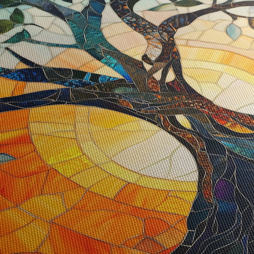 Tablou – Mozaic – soare și arbore I. (120x50 cm)