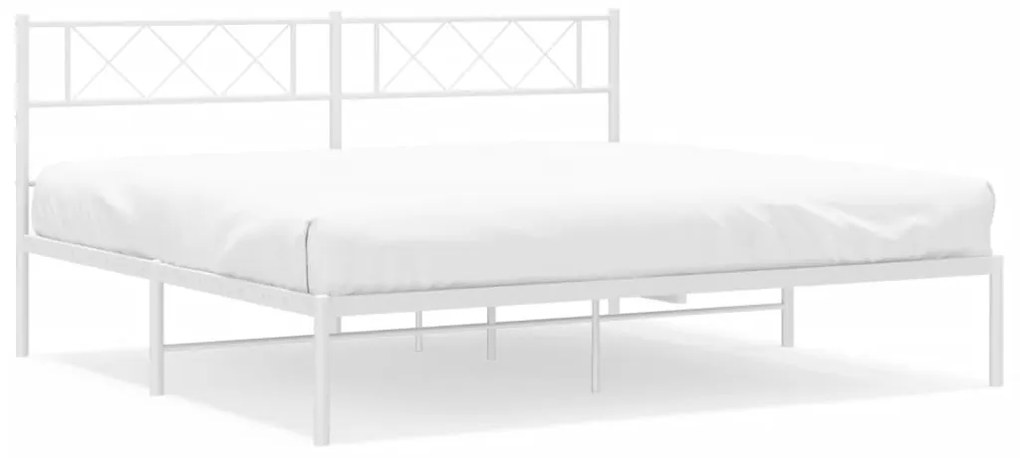372331 vidaXL Cadru de pat metalic cu tăblie, alb, 183x213 cm