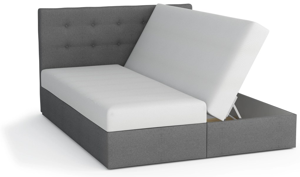 Pat matrimonial Boxspring 160 cm Fade 2 (gri) ( cu saltea și sp. depozitare). 1046498