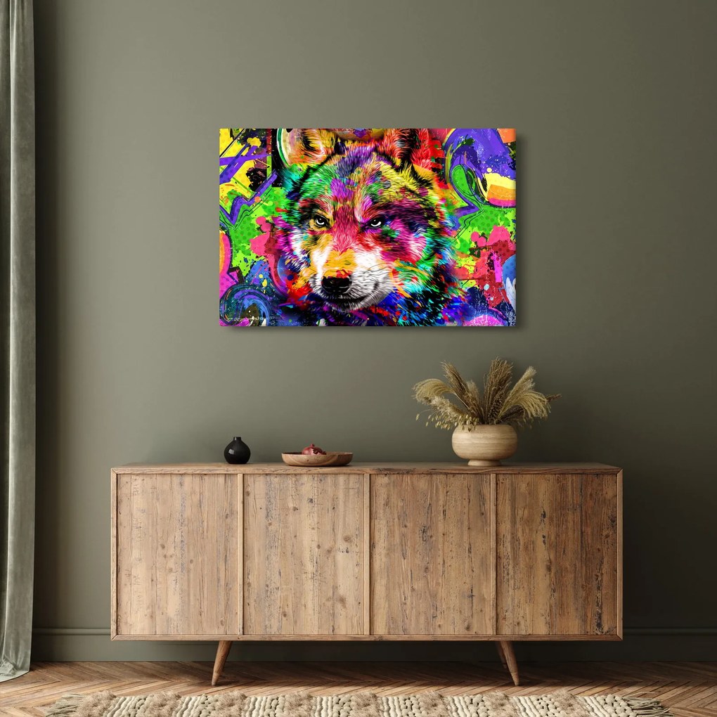 Tablou - Lupul cu graffiti (90x60 cm)