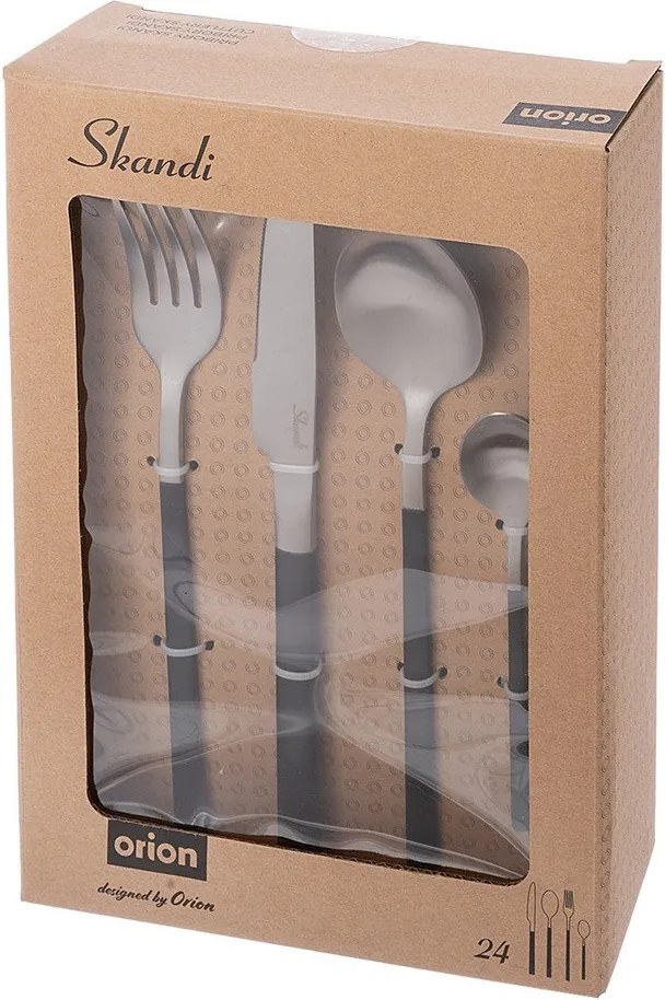 Tacâmuri negre-argintii din oțel inoxidabil 24 buc. Skandi – Orion
