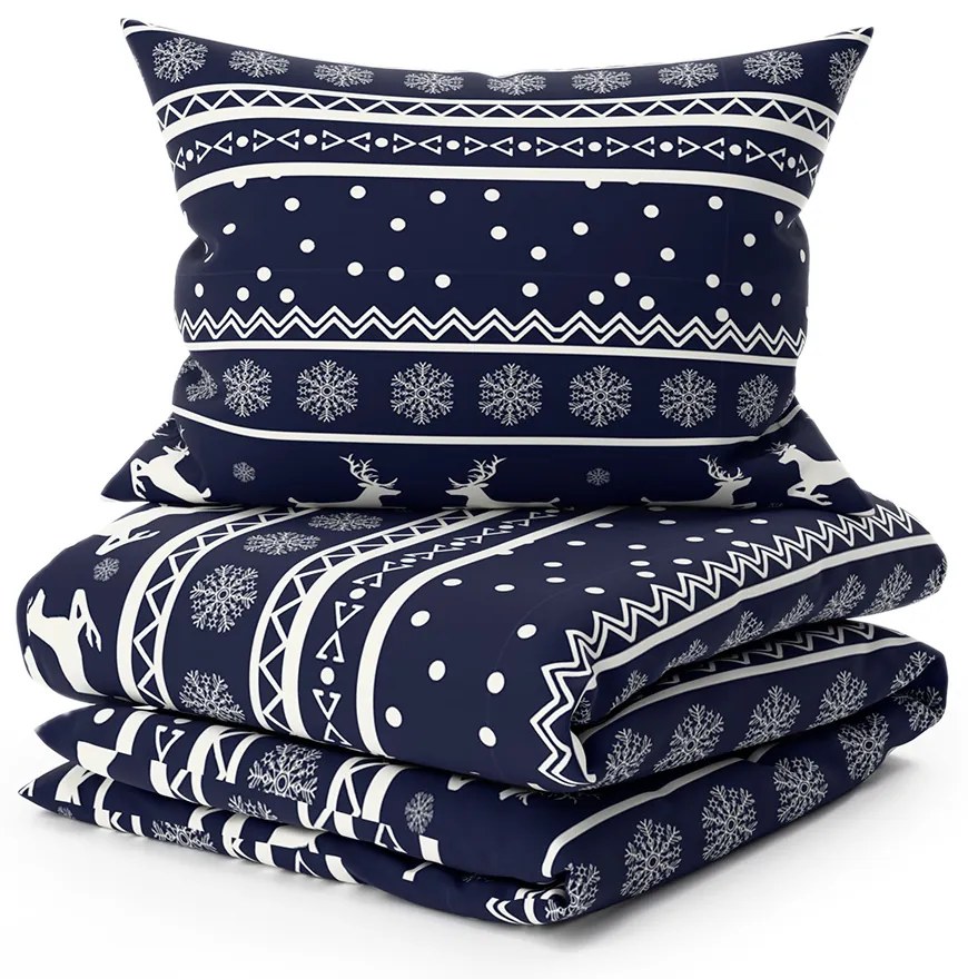 Lenjerie de pat din bumbac WINTER CHARM albastru inchis Dimensiune lenjerie de pat: 70 x 90 cm | 140 x 200 cm