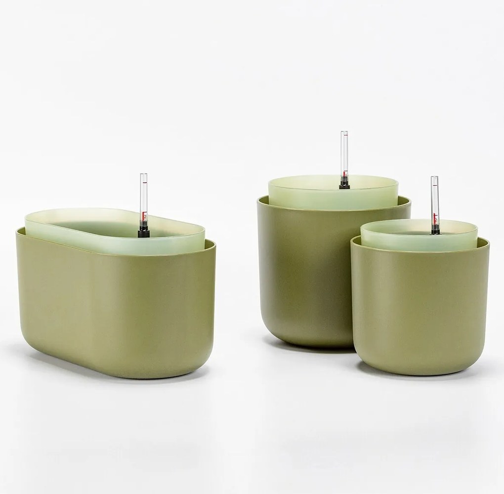 Jardinieră cu auto-irigare Plastia, verde,31 x 16 cm