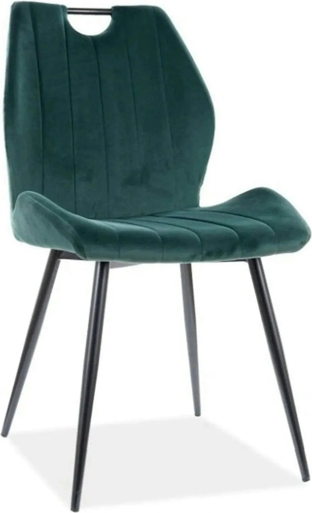 Scaun bucatarie elegant ARCO, verde inchis/negru, stofa/metal, 51x46x9