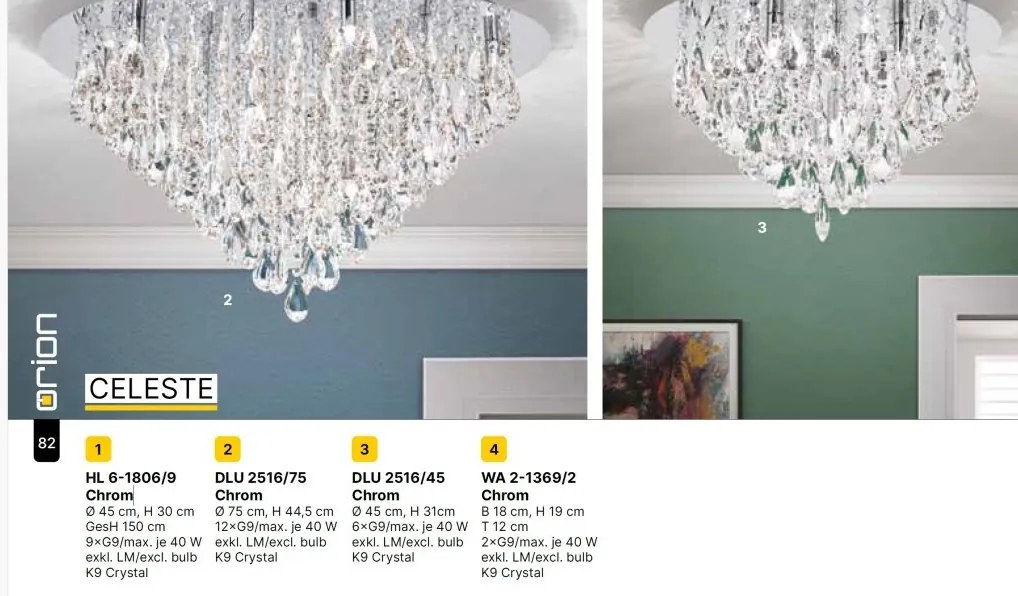 Lustra aplicata cristal K9 design elegant CELESTE D-75 crom