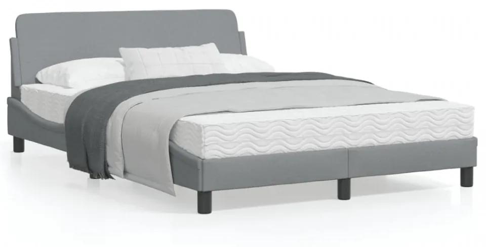 Cadru de pat cu tăblie, gri deschis, 140x190 cm, textil