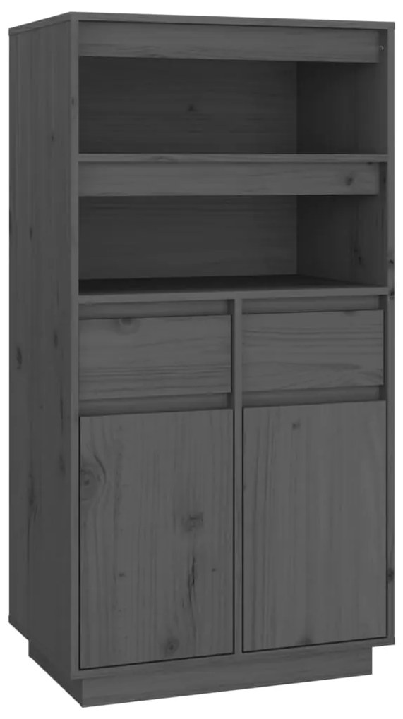 814536 vidaXL Dulap înalt, gri, 60x40x116,5 cm, lemn masiv de pin