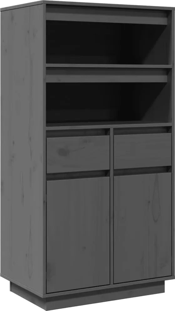 vidaXL Dulap înalt, gri, 60x40x116,5 cm, lemn masiv de pin
